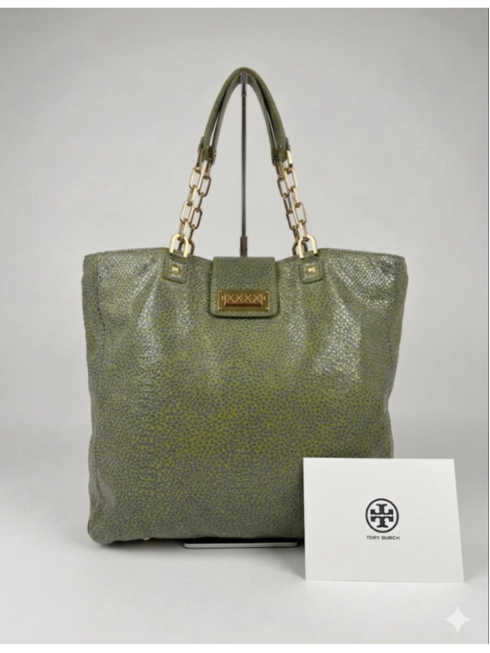 Women's Tory Burch Green Blue Python Print Tote Bag